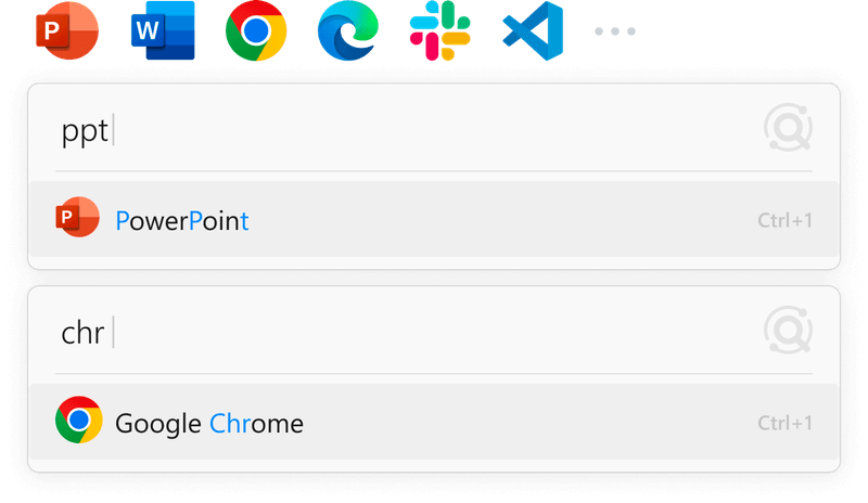 Listary fuzzy search matching abbreviated app names