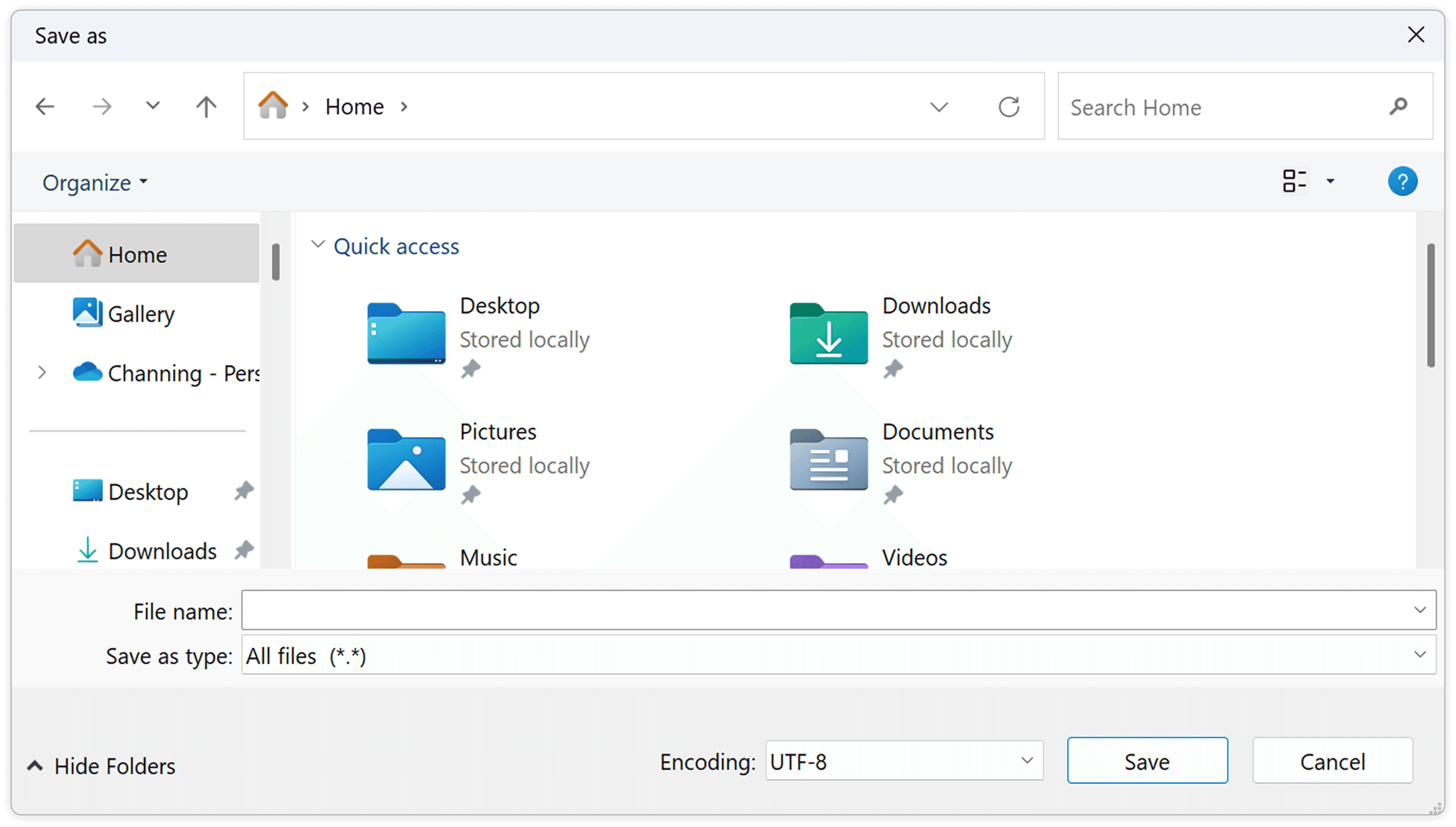 Quickly access folders when saving or opening files with Listary.